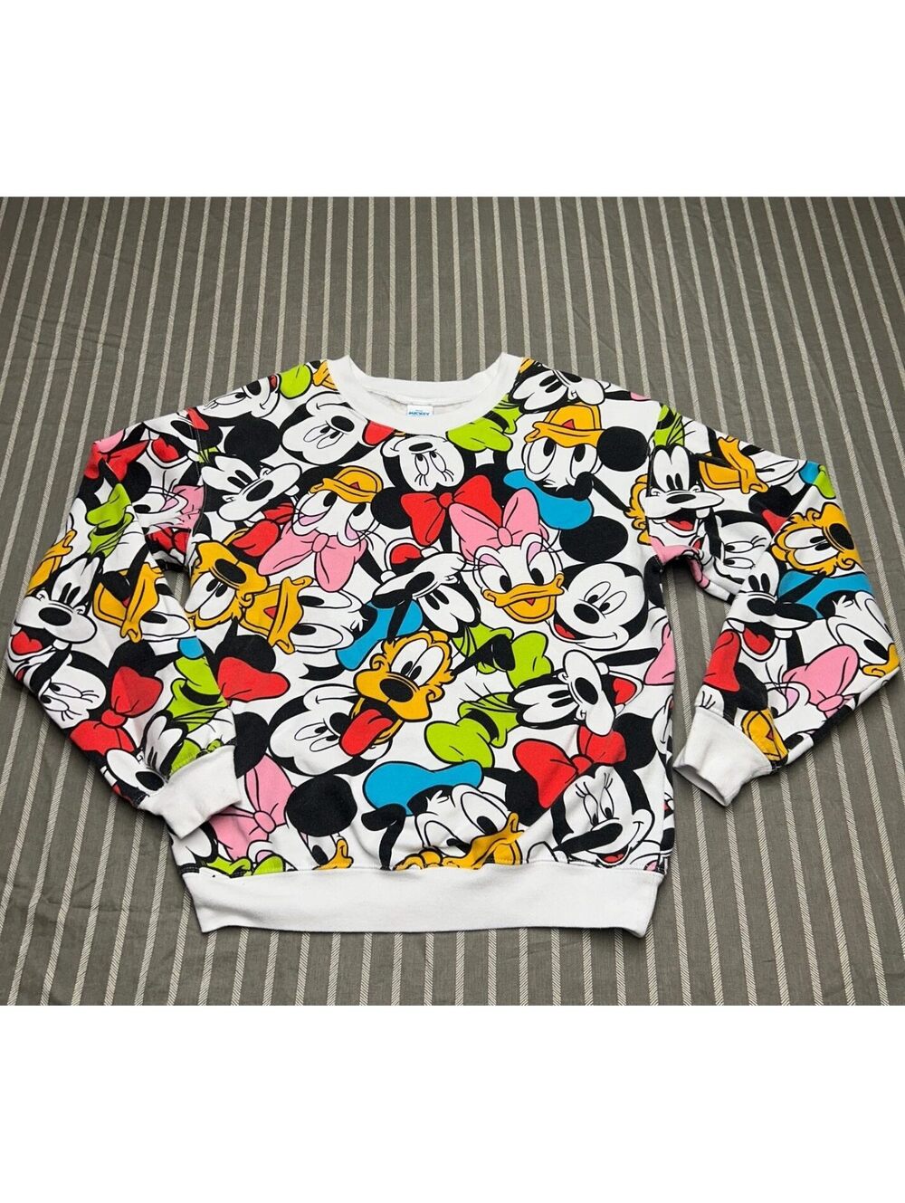 Disney Sweater Adult Small (3-5) Mickey and Friends All Over Print Crewneck